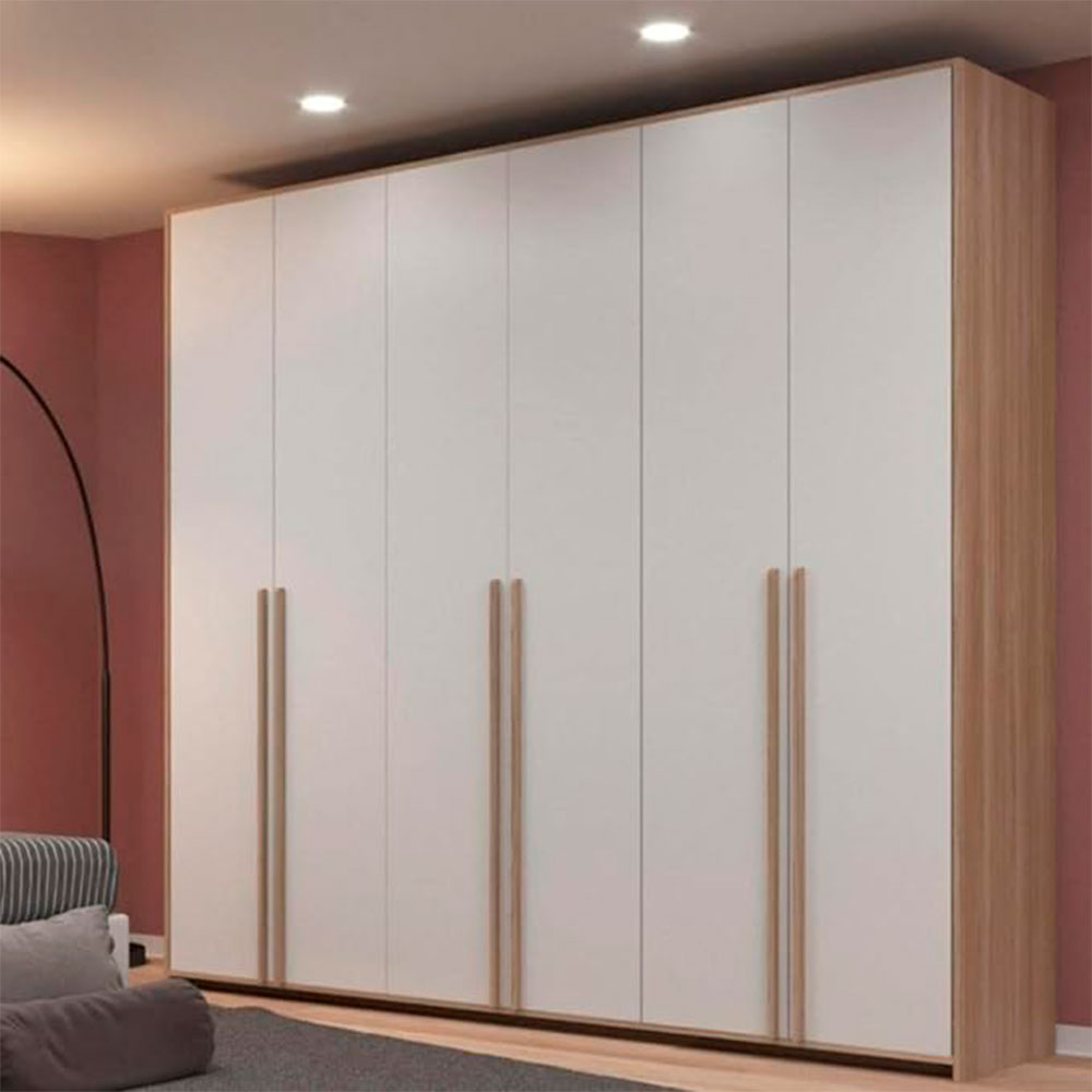 Guarda-Roupa Modulado Raven 6 Portas 6 Gavetas Branco e Nature