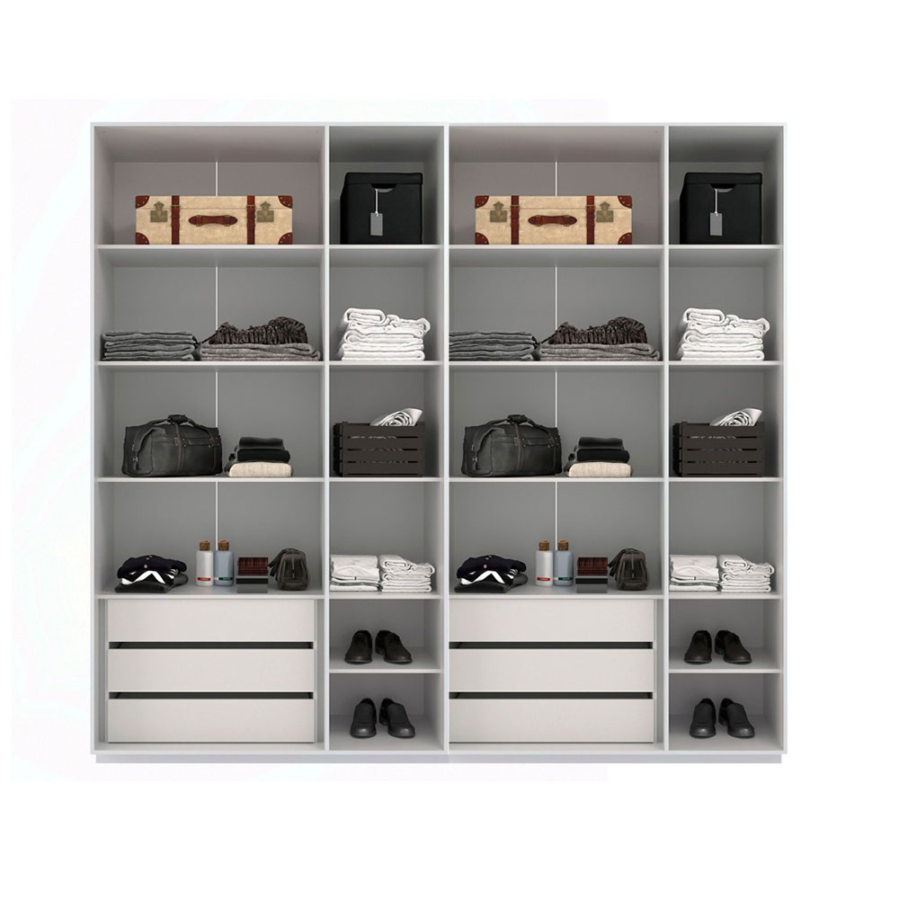 Guarda-Roupa Modulado Raven 6 Portas 6 Gavetas Branco e Nature