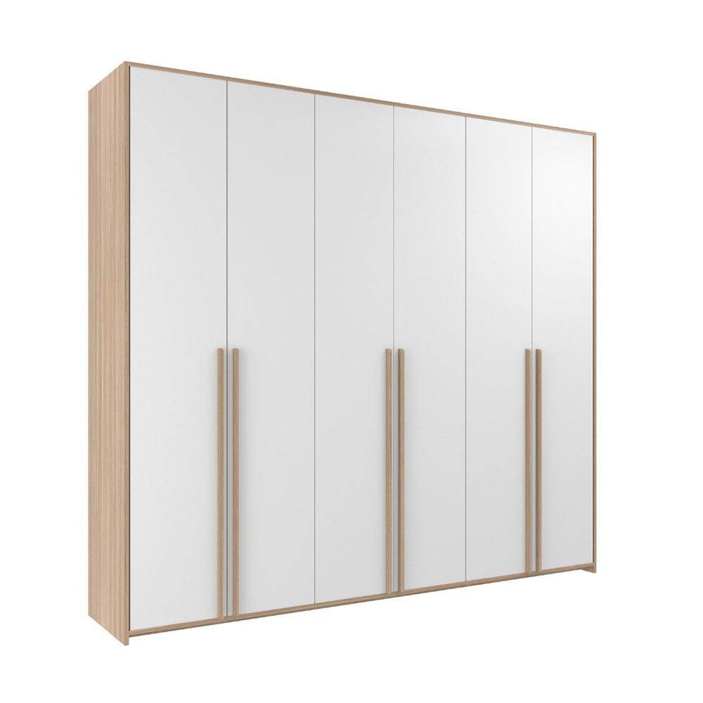 Guarda-Roupa Modulado Raven 6 Portas 6 Gavetas Branco e Nature