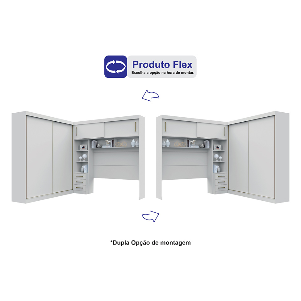 Guarda-Roupa Modulado Sparta New 4 Portas 7 Gavetas Branco