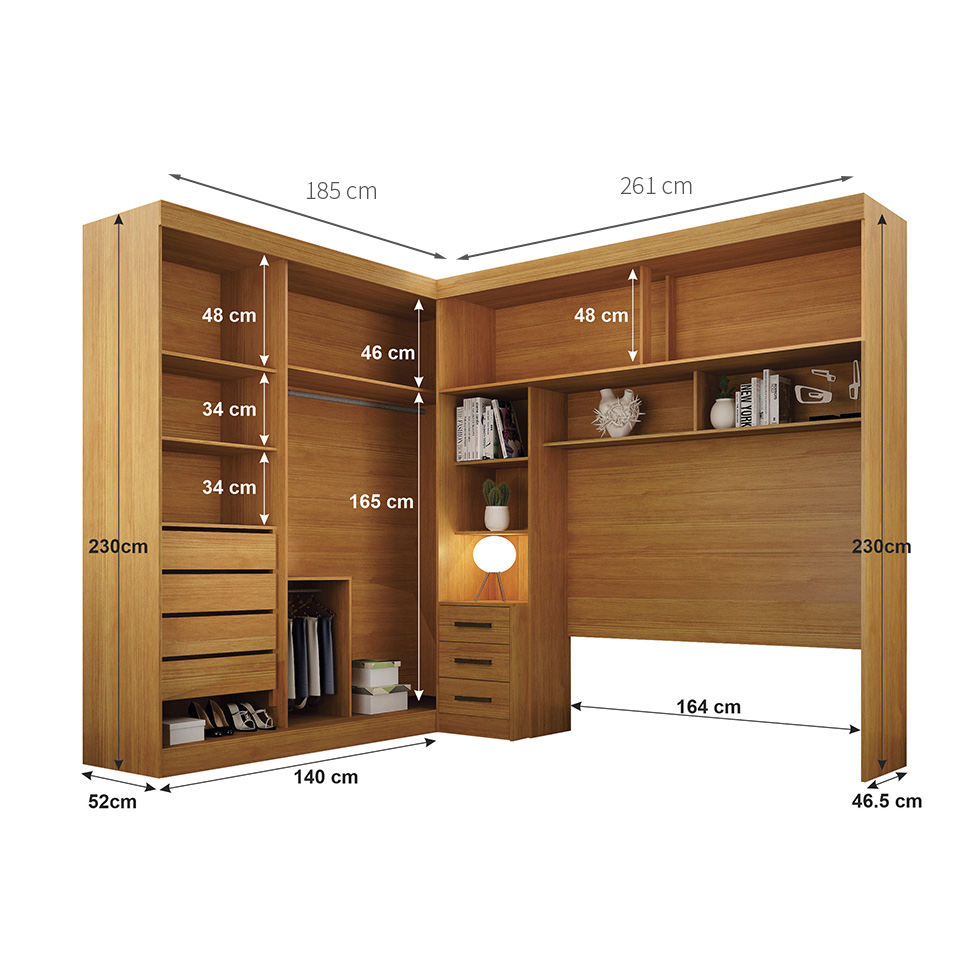 Guarda-Roupa Modulado Sparta New 4 Portas 7 Gavetas Cinamomo