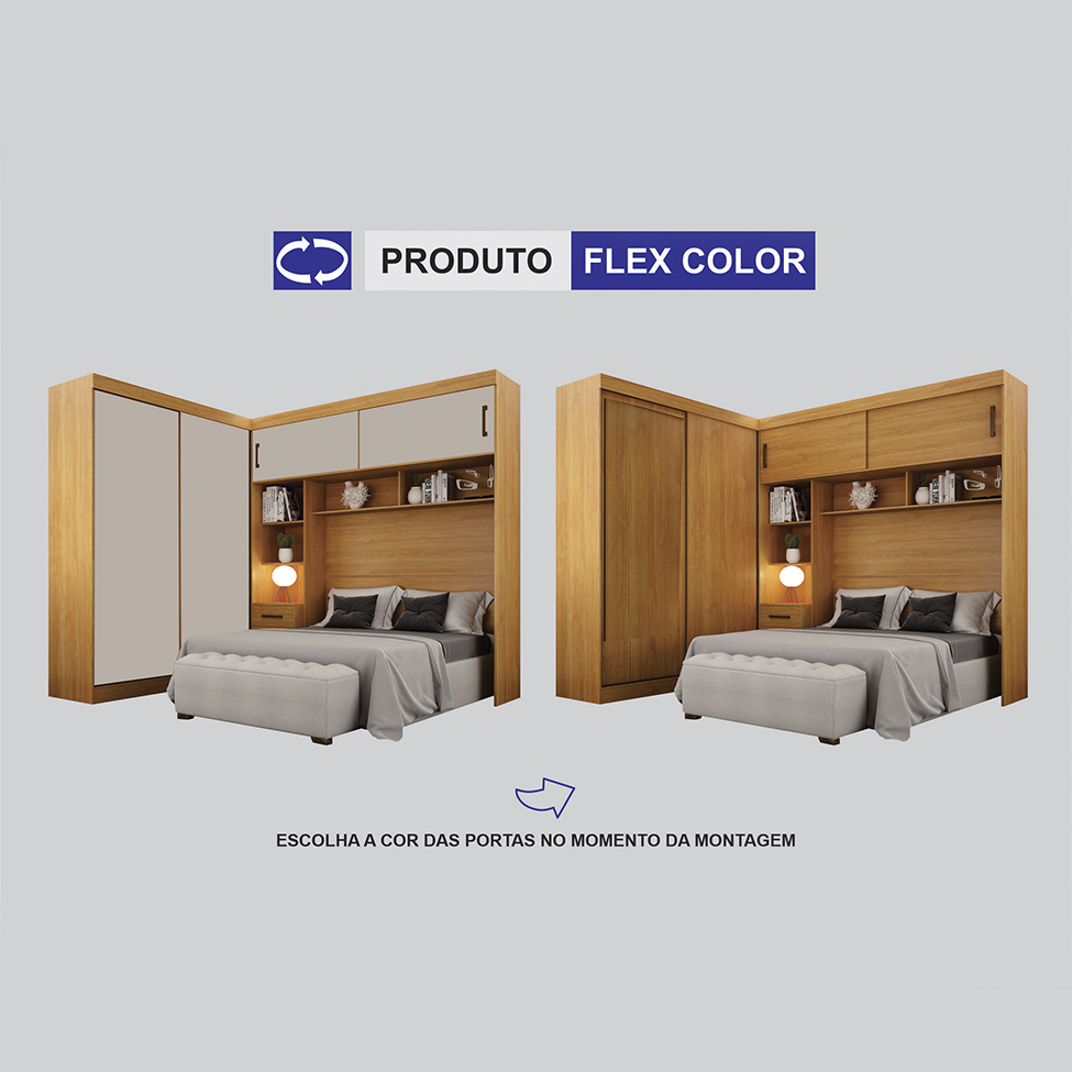 Guarda-Roupa Modulado Sparta New 4 Portas 7 Gavetas Cinamomo