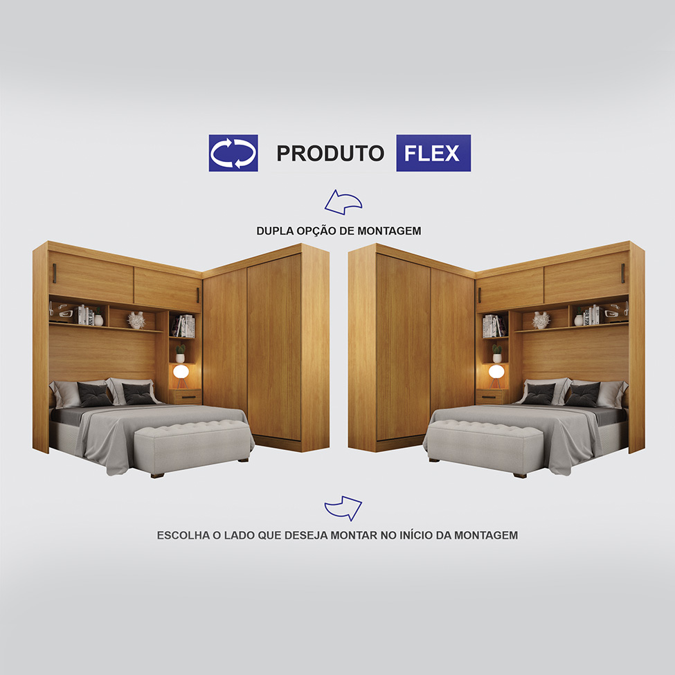 Guarda-Roupa Modulado Sparta New 4 Portas 7 Gavetas Cinamomo