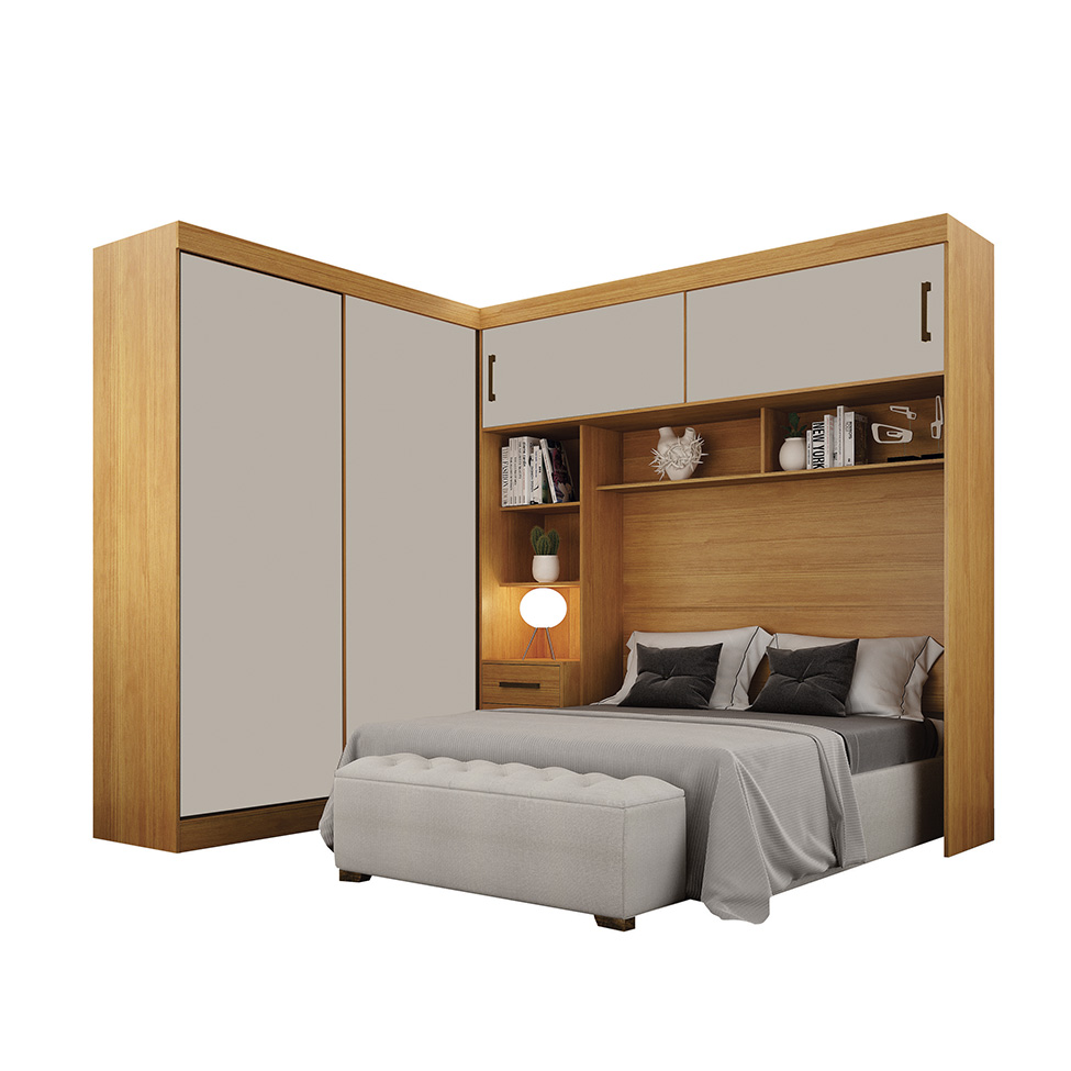 Guarda-Roupa Modulado Sparta New Flex 4 Portas 7 Gavetas Cinamomo e Off White