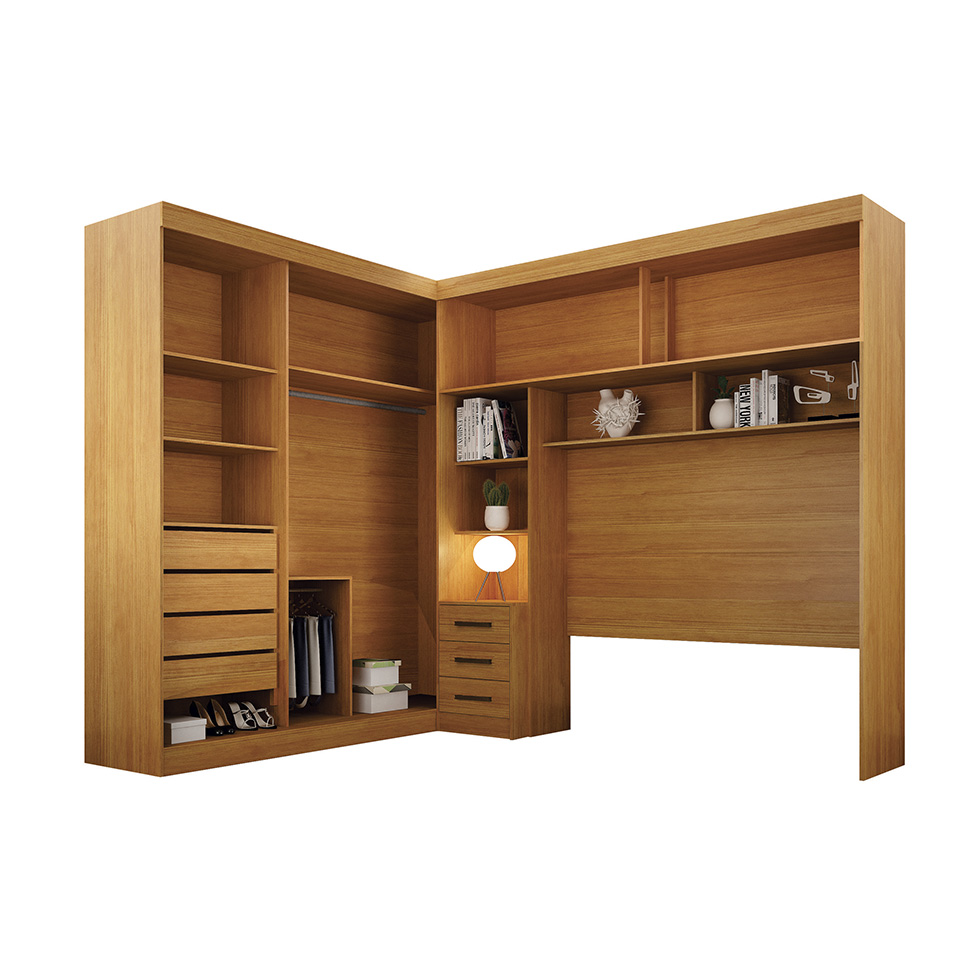 Guarda-Roupa Modulado Sparta New Flex 4 Portas 7 Gavetas Cinamomo e Off White