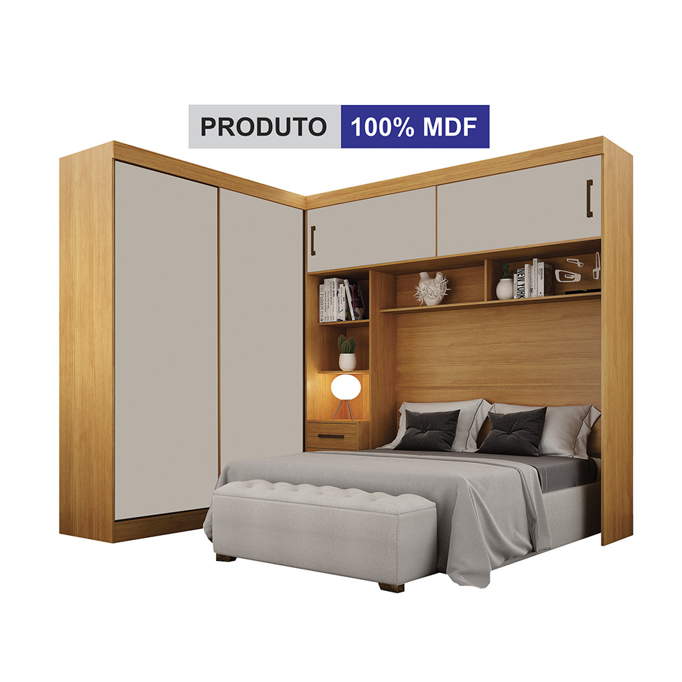 Guarda-Roupa Modulado Sparta New Flex 4 Portas 7 Gavetas Cinamomo e Off White