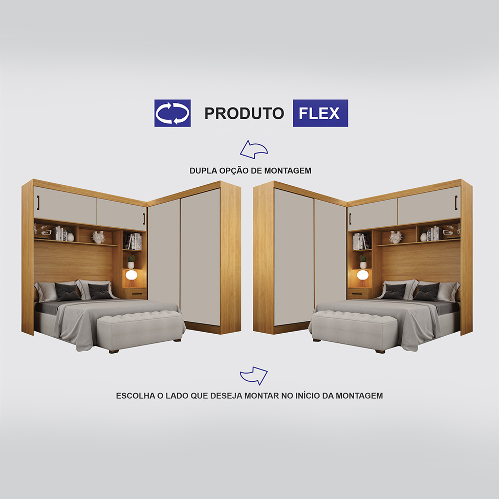 Guarda-Roupa Modulado Sparta New Flex 4 Portas 7 Gavetas Cinamomo e Off White
