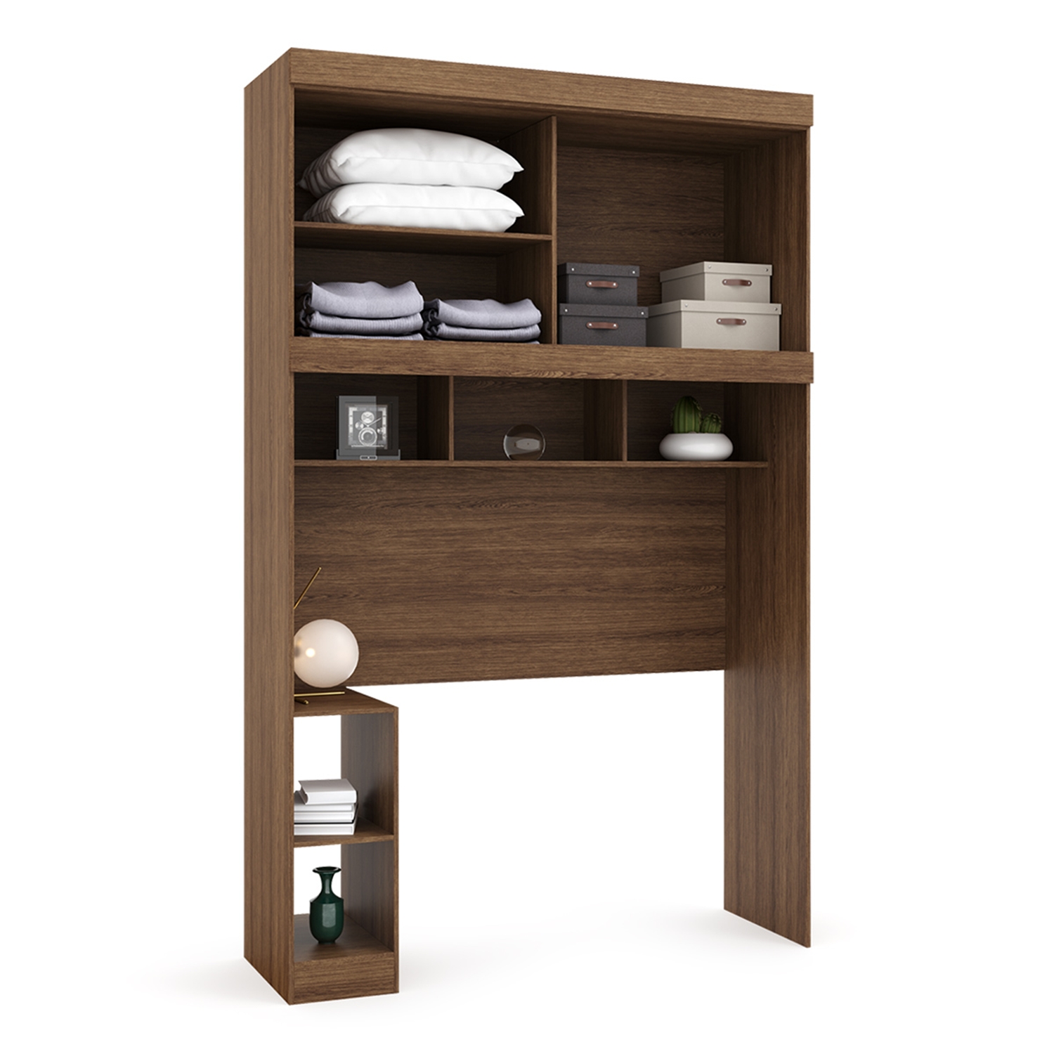 Guarda-Roupa Modulado com Cabeceira Gênova 2 Portas Ypê Wood e Grafite