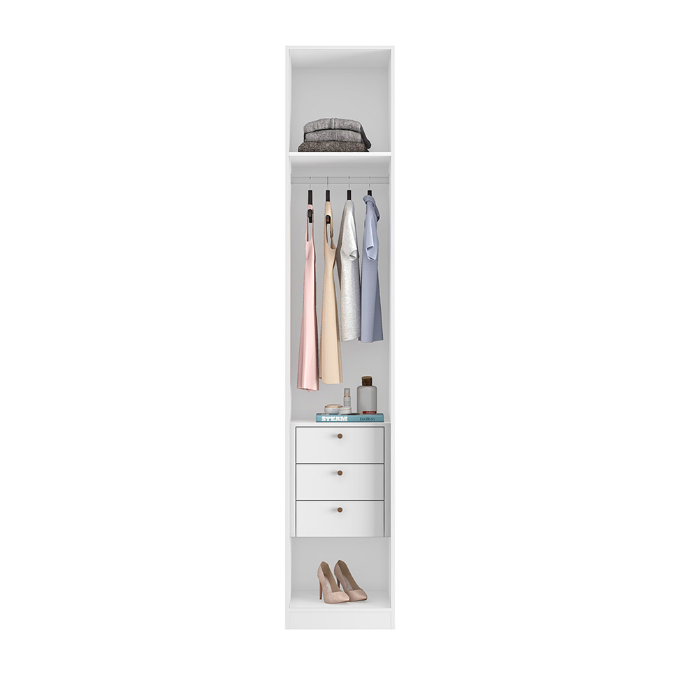 Guarda-Roupa Modulado com Espelho Altezza 1 Porta 3 Gavetas Branco