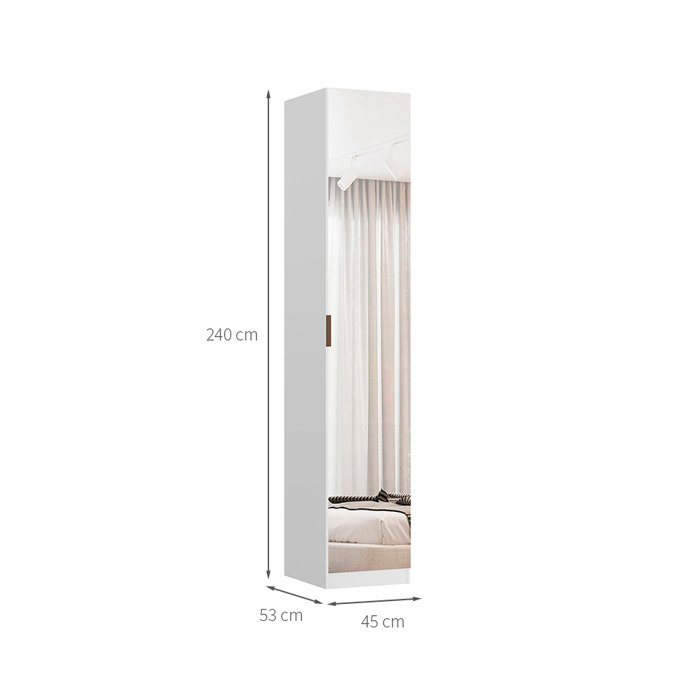 Guarda-Roupa Modulado com Espelho Altezza 1 Porta 3 Gavetas Branco