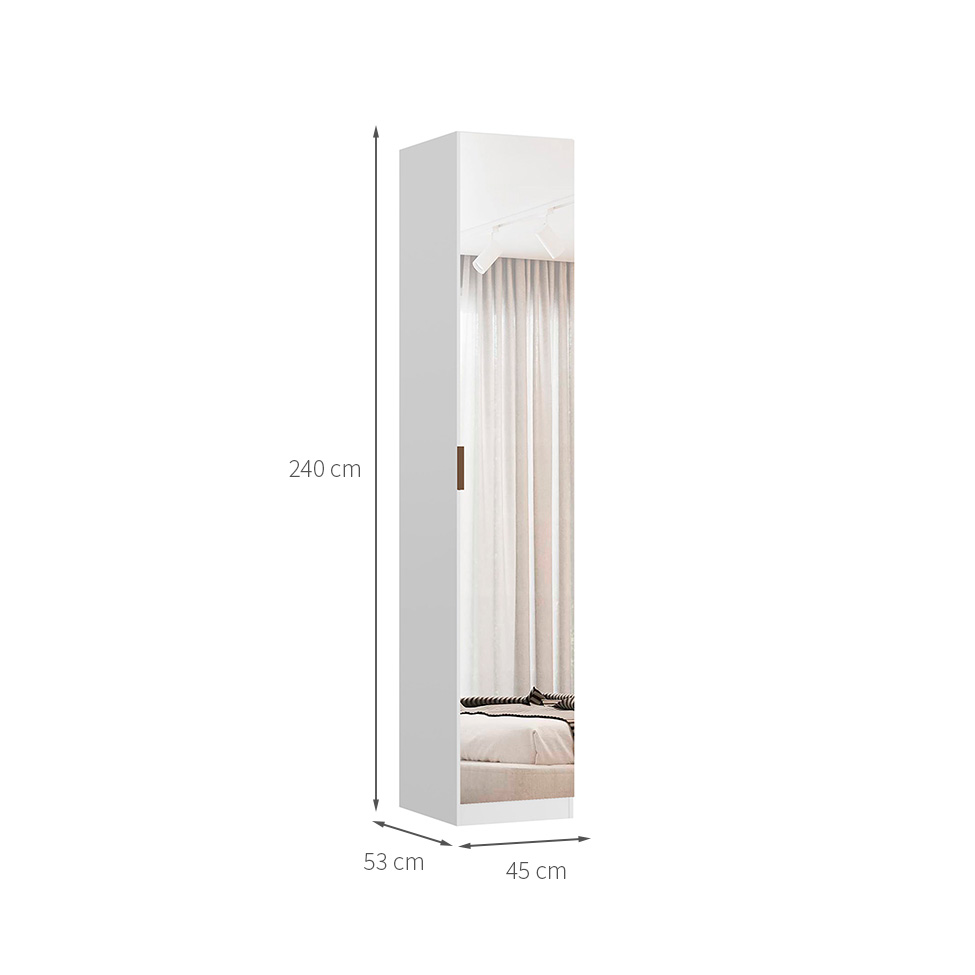 Guarda-Roupa Modulado com Espelho Altezza 1 Porta Branco