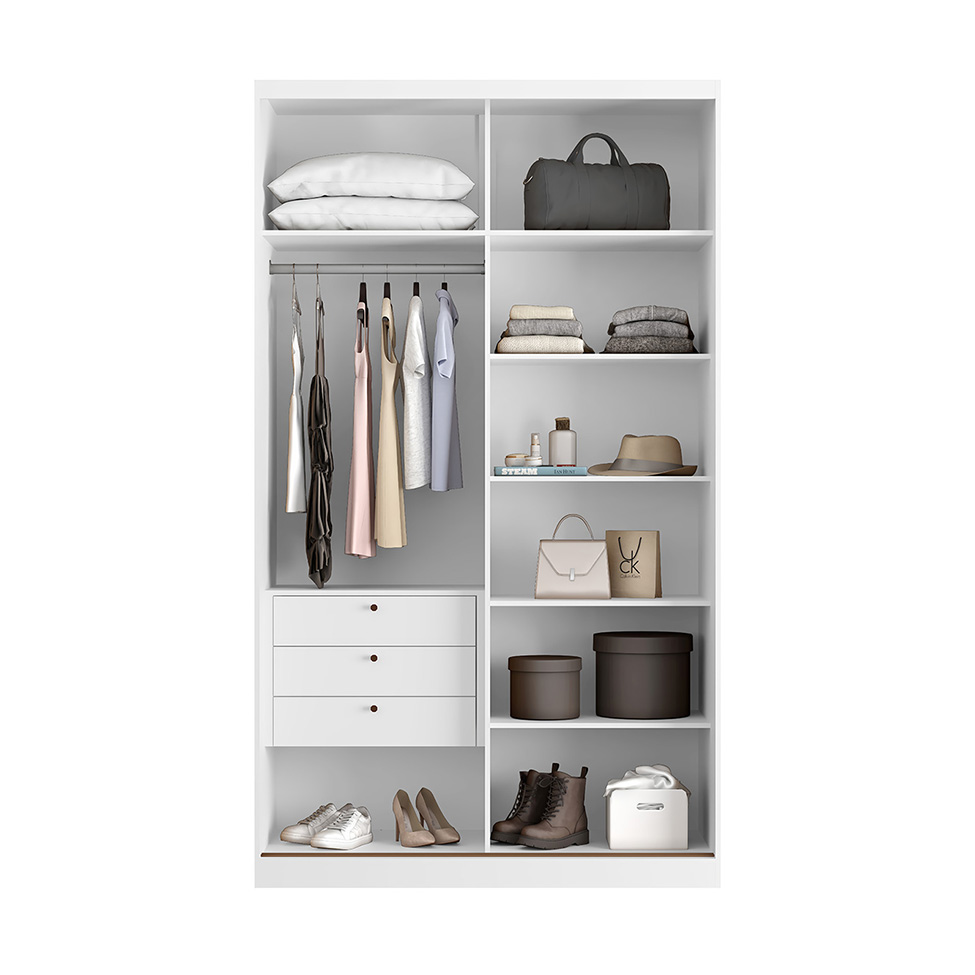 Guarda-Roupa Modulado com Espelho Altezza 2 Portas 3 Gavetas Branco
