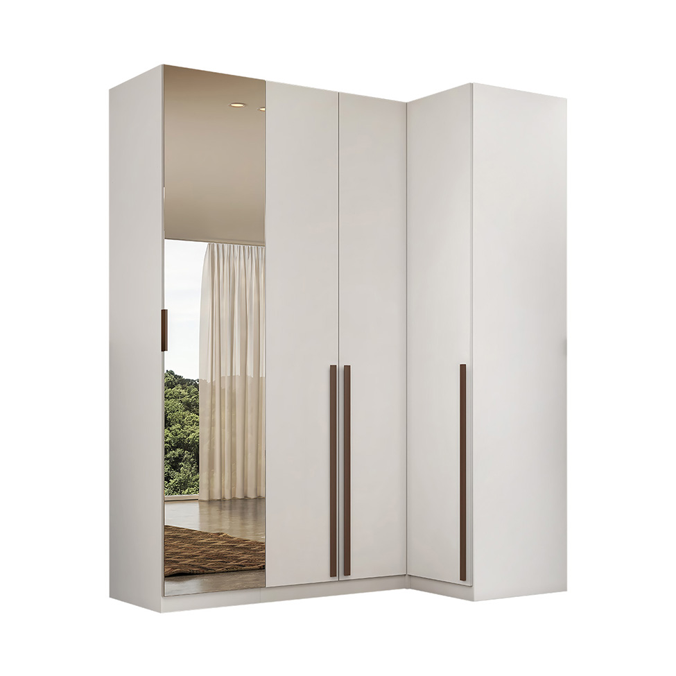 Guarda-Roupa Modulado com Espelho Altezza 4 Portas 3 Gavetas Branco
