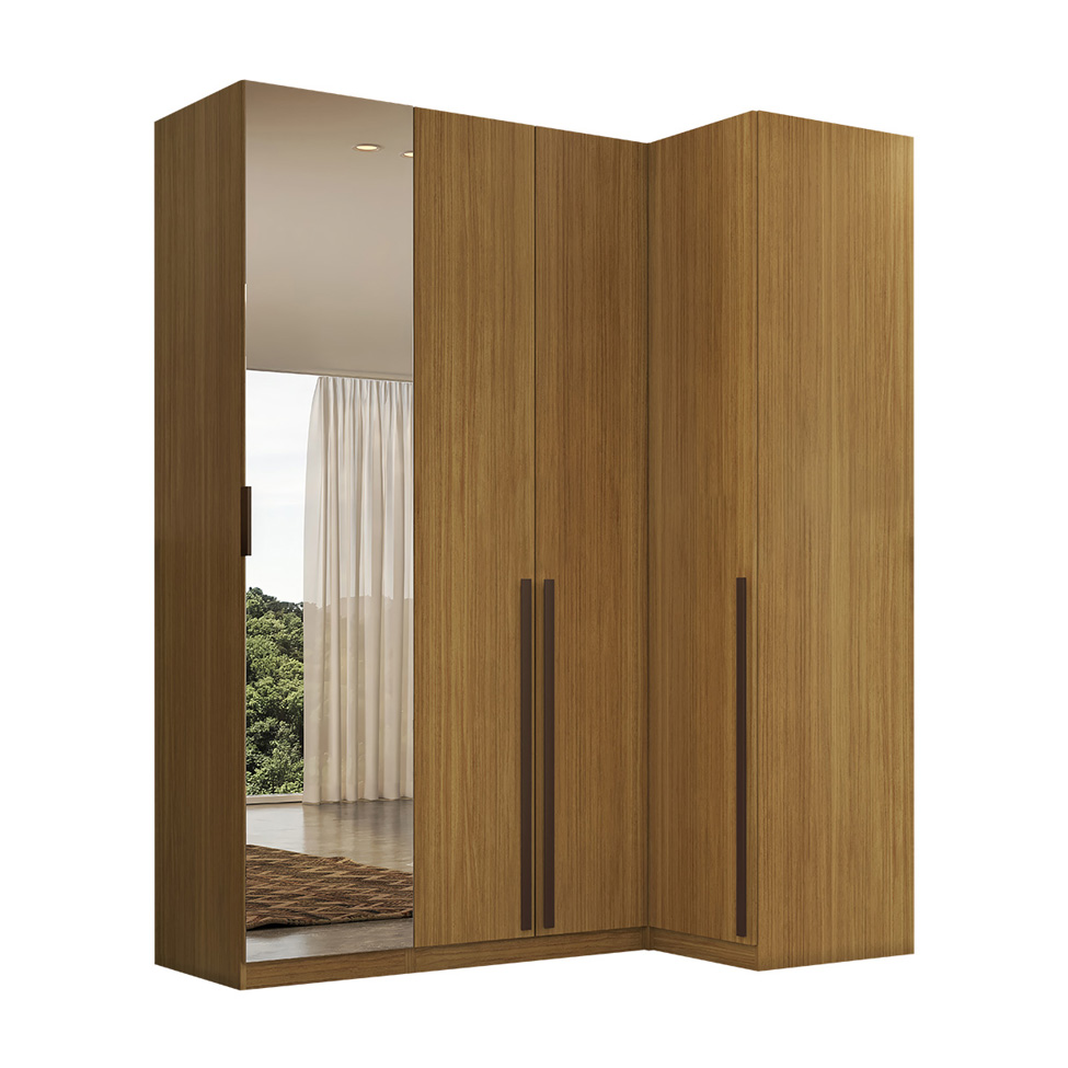 Guarda-Roupa Modulado com Espelho Altezza 4 Portas 3 Gavetas Freijó