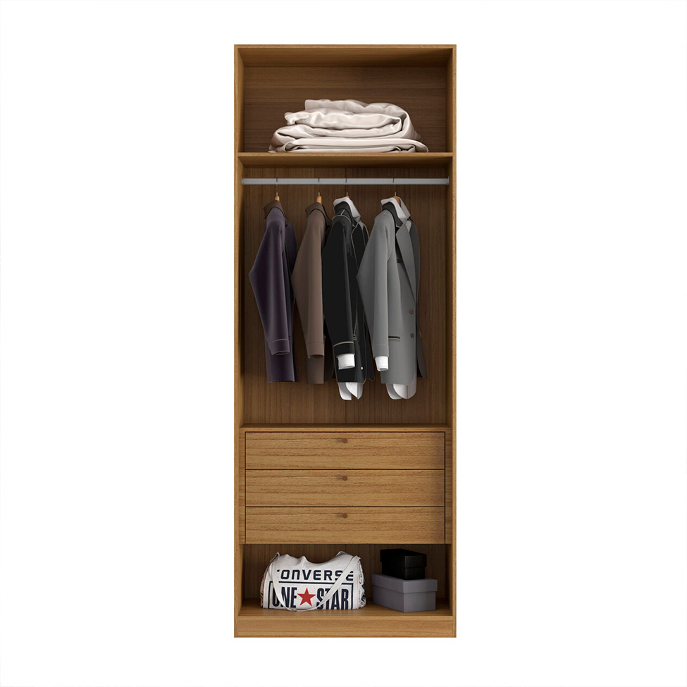 Guarda-Roupa Modulado com Espelho Altezza Trend 2 Portas 3 Gavetas Freijó