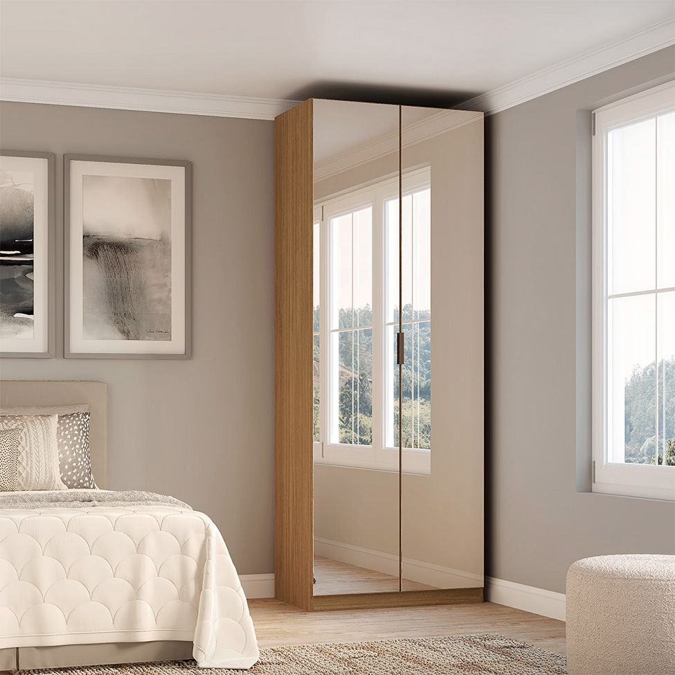 Guarda-Roupa Modulado com Espelho Altezza Trend 2 Portas 3 Gavetas Freijó