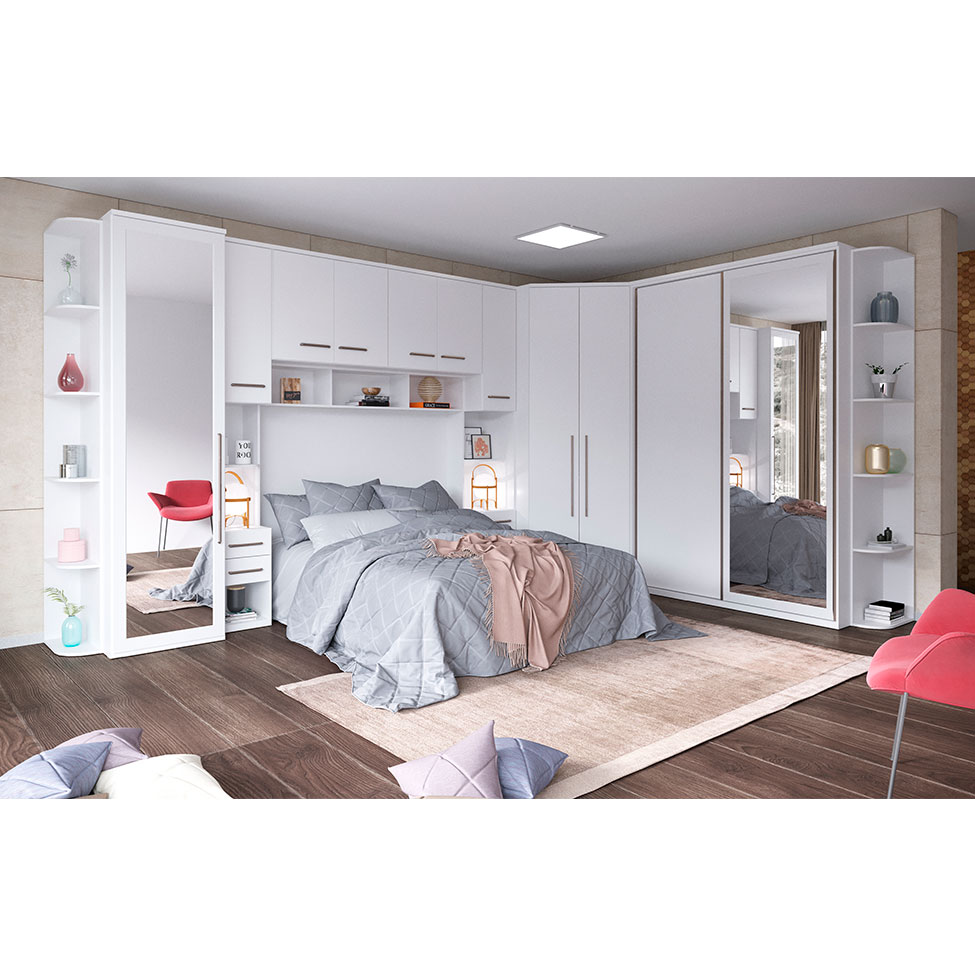 Guarda-Roupa Modulado com Espelho Elite 1 Porta Branco