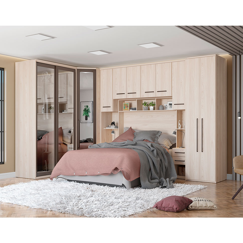 Guarda-Roupa Modulado com Espelho Elite 1 Porta Vanilla