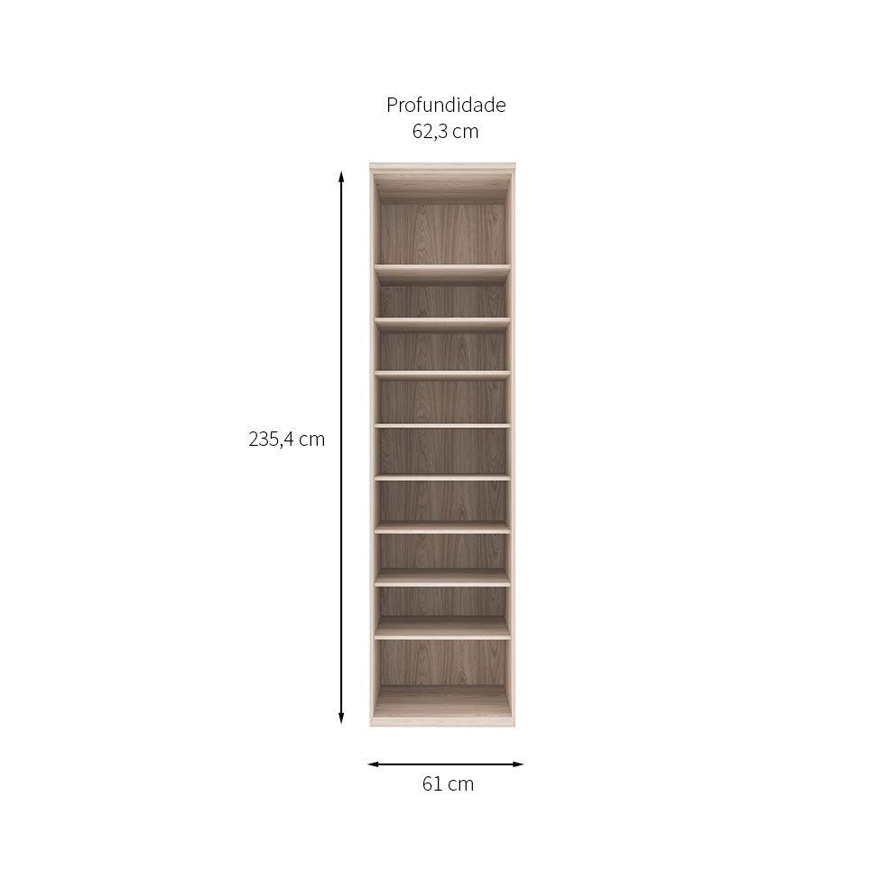 Guarda-Roupa Modulado com Espelho Elite 1 Porta Vanilla