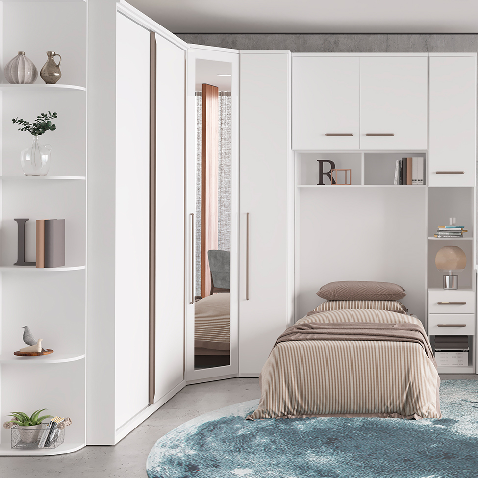 Guarda-Roupa Modulado com Espelho Elite I 1 PTBranco