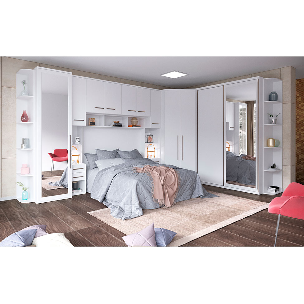 Guarda-Roupa Modulado com Espelho Elite I 1 Porta 3 Gavetas Branco