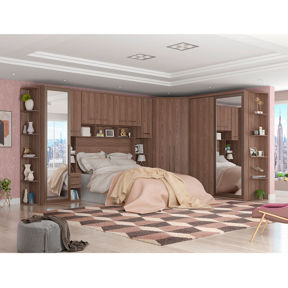 Guarda-Roupa Modulado com Espelho Elite I 1 Porta 3 Gavetas Capuccino