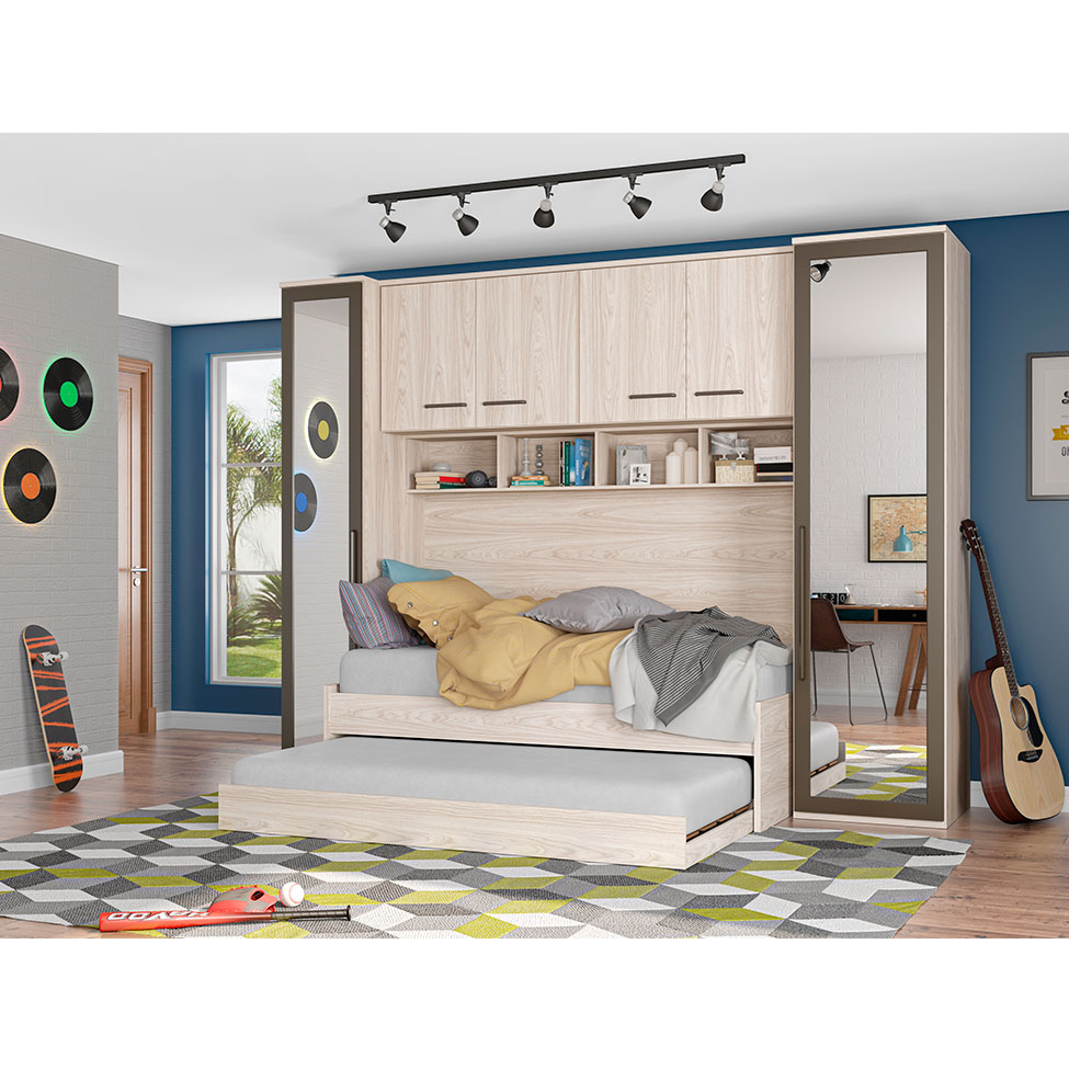 Guarda-Roupa Modulado com Espelho Elite II 1 PT 3 GV Vanilla