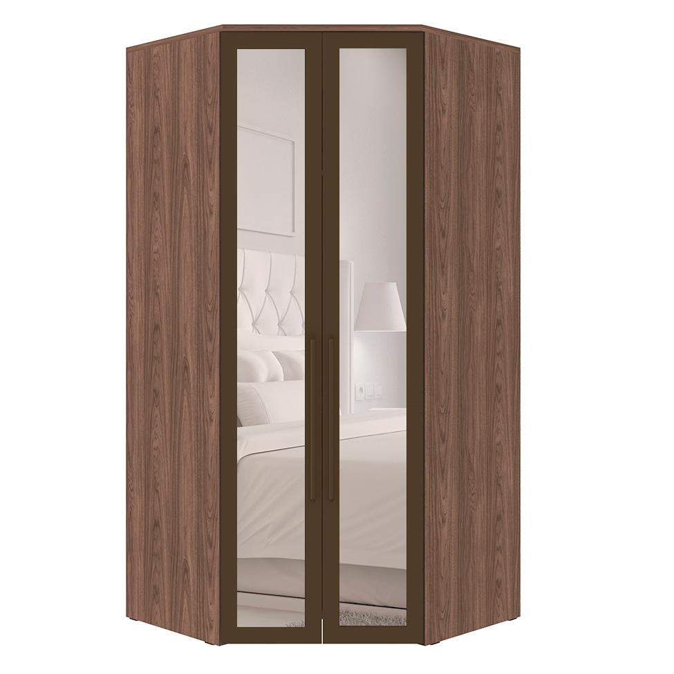 Guarda-Roupa Modulado com Espelho Macau I 2 Portas 3 Gavetas Marrom