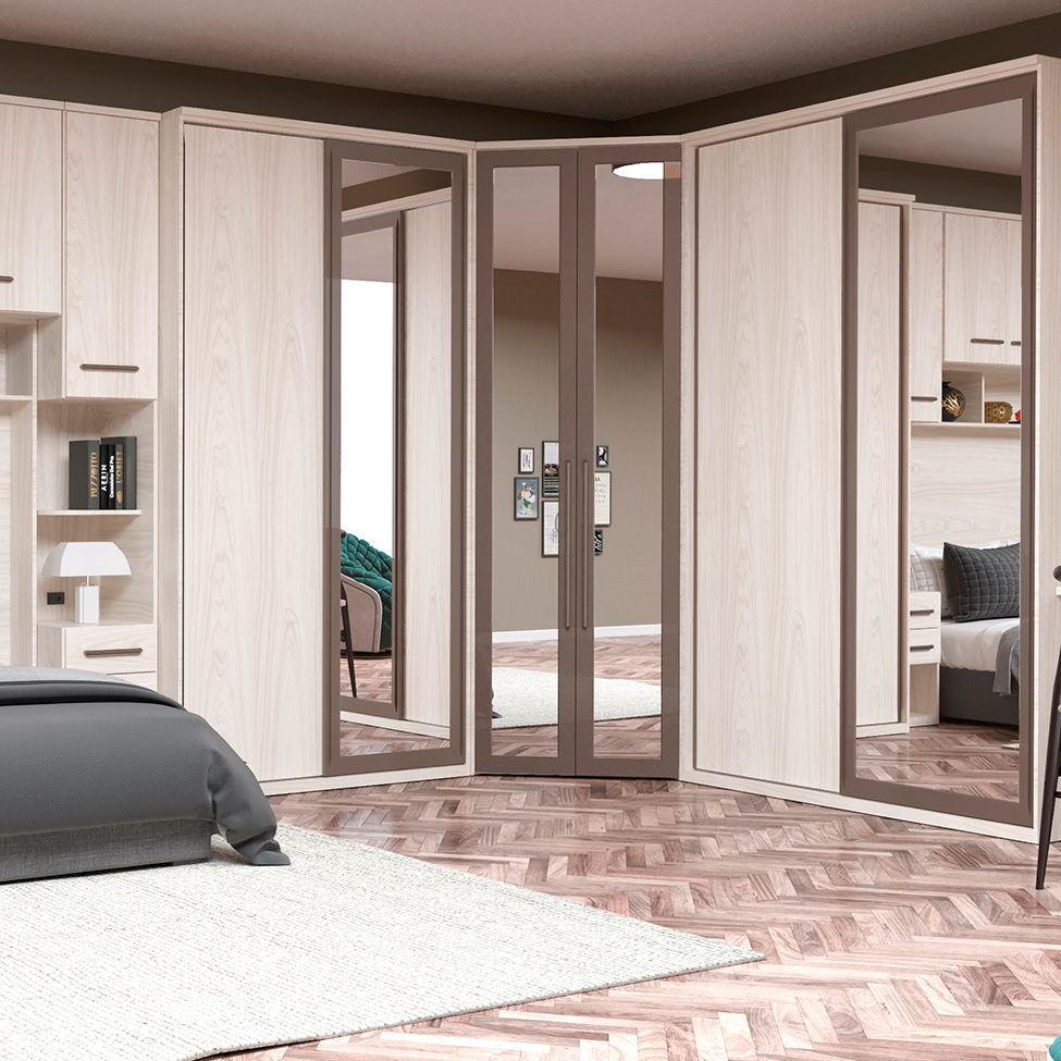 Guarda-Roupa Modulado com Espelho Milão III 2 PT 3 GV Marrom e Bege