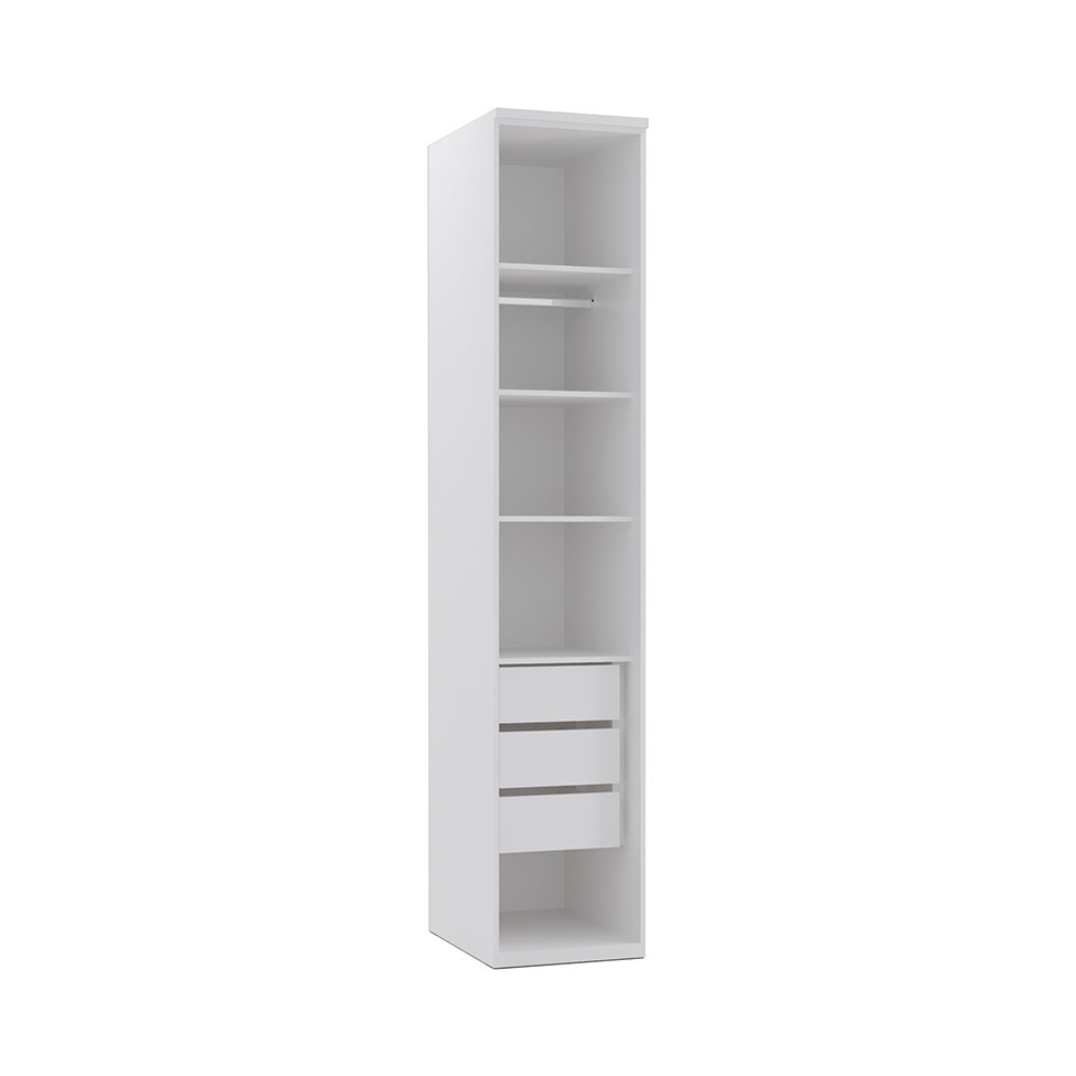 Guarda-Roupa Modulado com Espelho Reflecta Elite III 1 Porta 3 Gavetas Branco