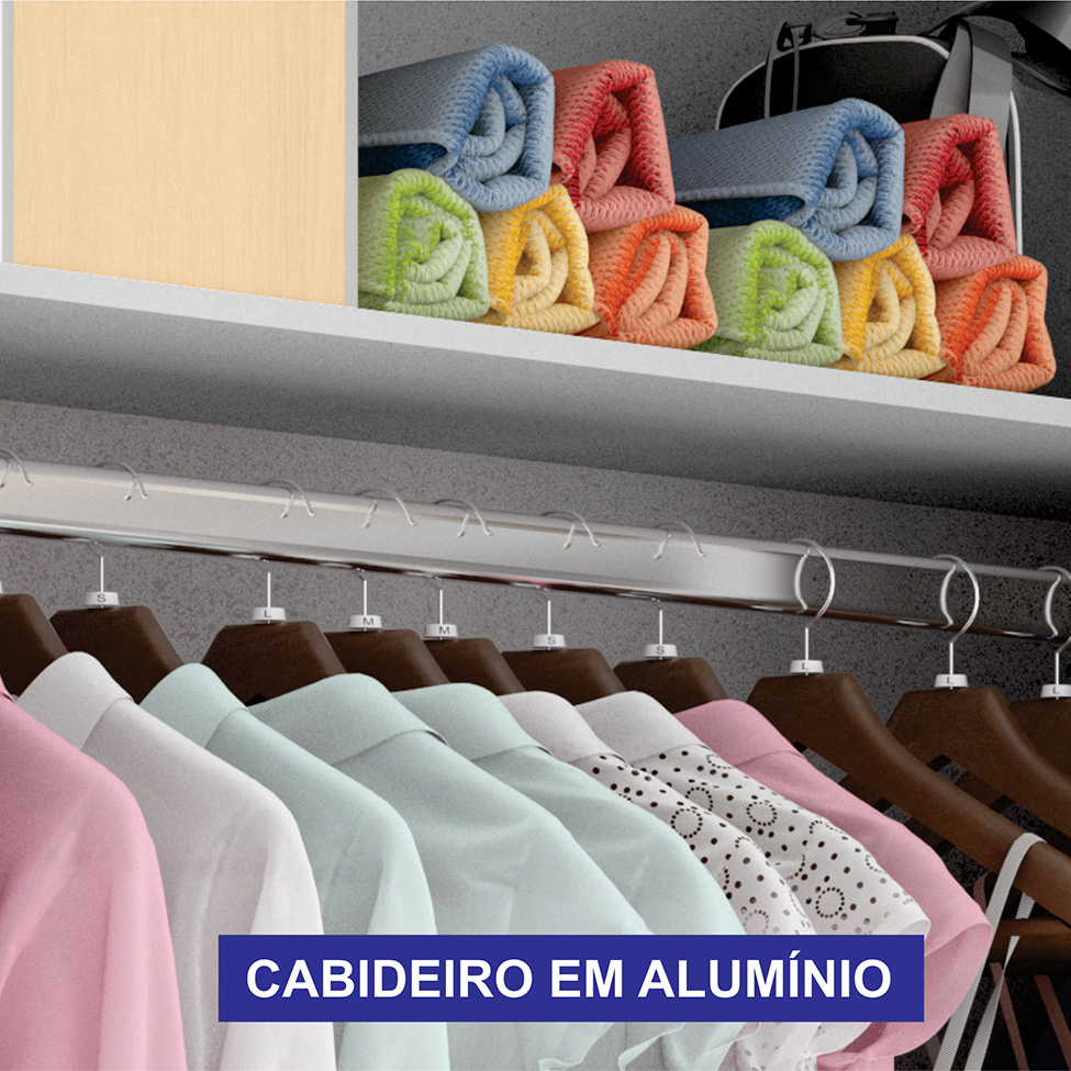 Guarda-Roupa Modulado com Espelho Sparta New 4 Portas 7 Gavetas Branco