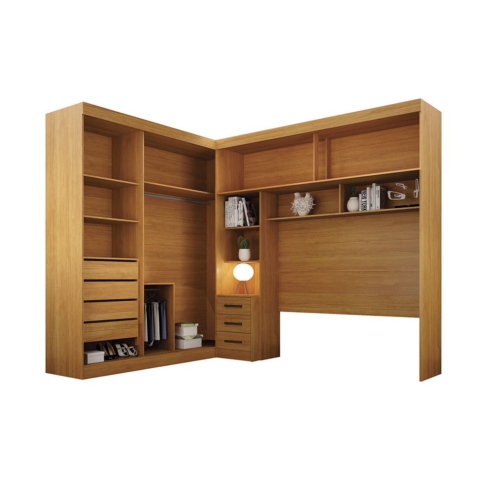 Guarda-Roupa Modulado com Espelho Sparta New 4 Portas 7 Gavetas Cinamomo