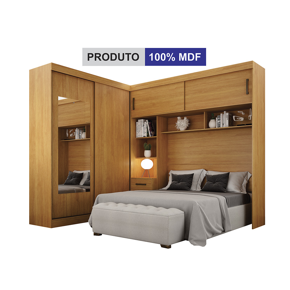 Guarda-Roupa Modulado com Espelho Sparta New 4 Portas 7 Gavetas Cinamomo
