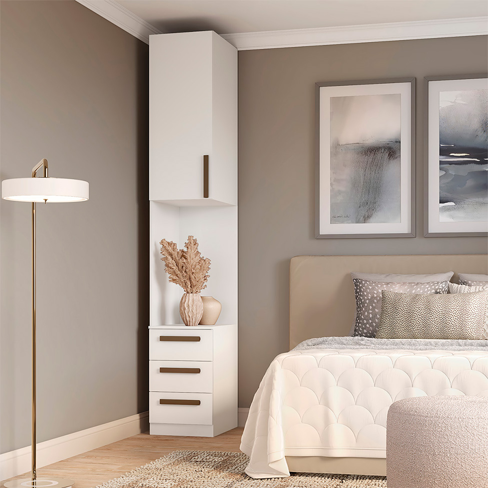 Guarda-Roupa Modulado com Nicho Altezza Trend 1 Porta 3 Gavetas Branco