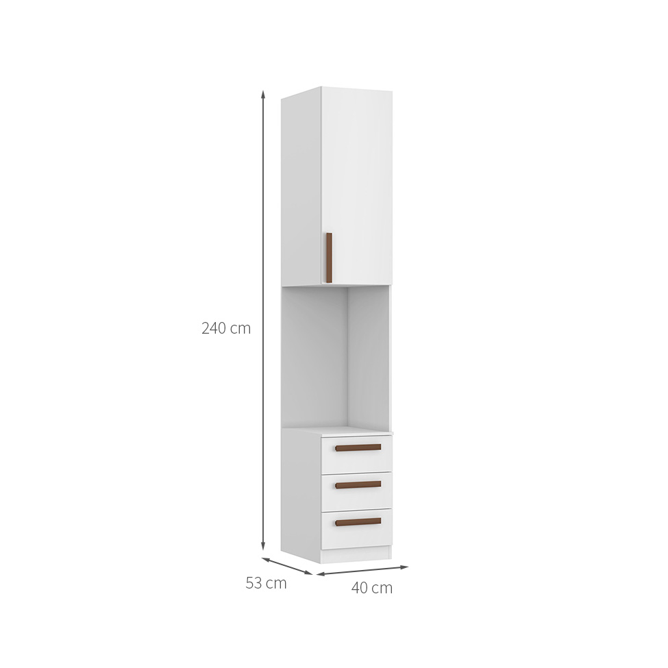 Guarda-Roupa Modulado com Nicho Altezza Trend 1 Porta 3 Gavetas Branco