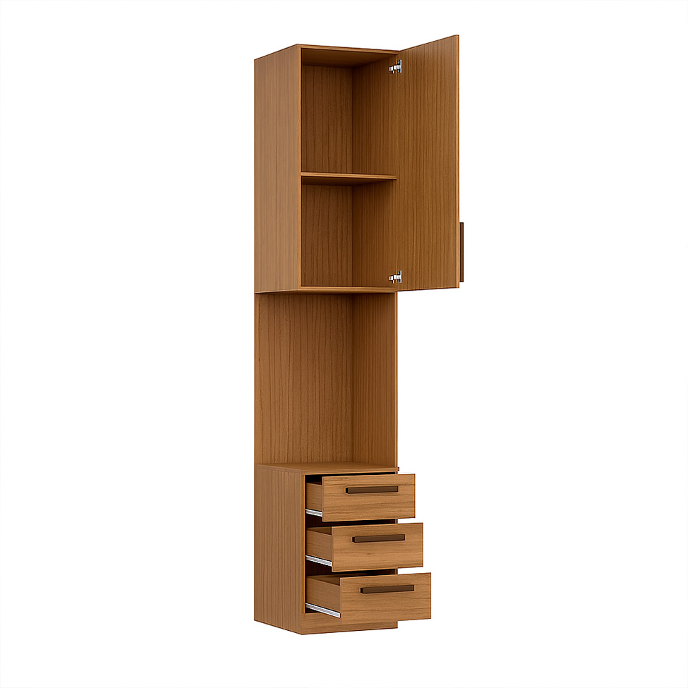Guarda-Roupa Modulado com Nicho Altezza Trend 1 Porta 3 Gavetas Freijó