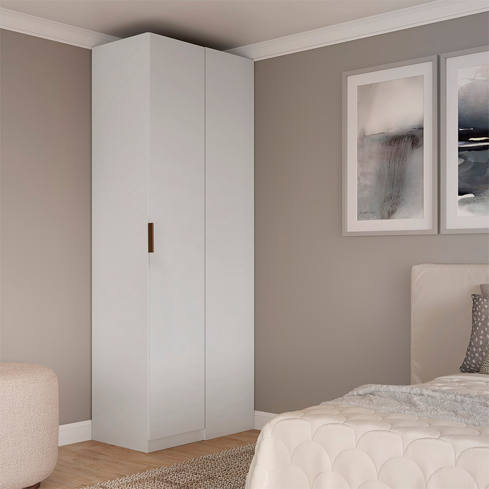 Guarda-Roupa Modulado de Canto Altezza Clean 1 Porta Branco 101 cm