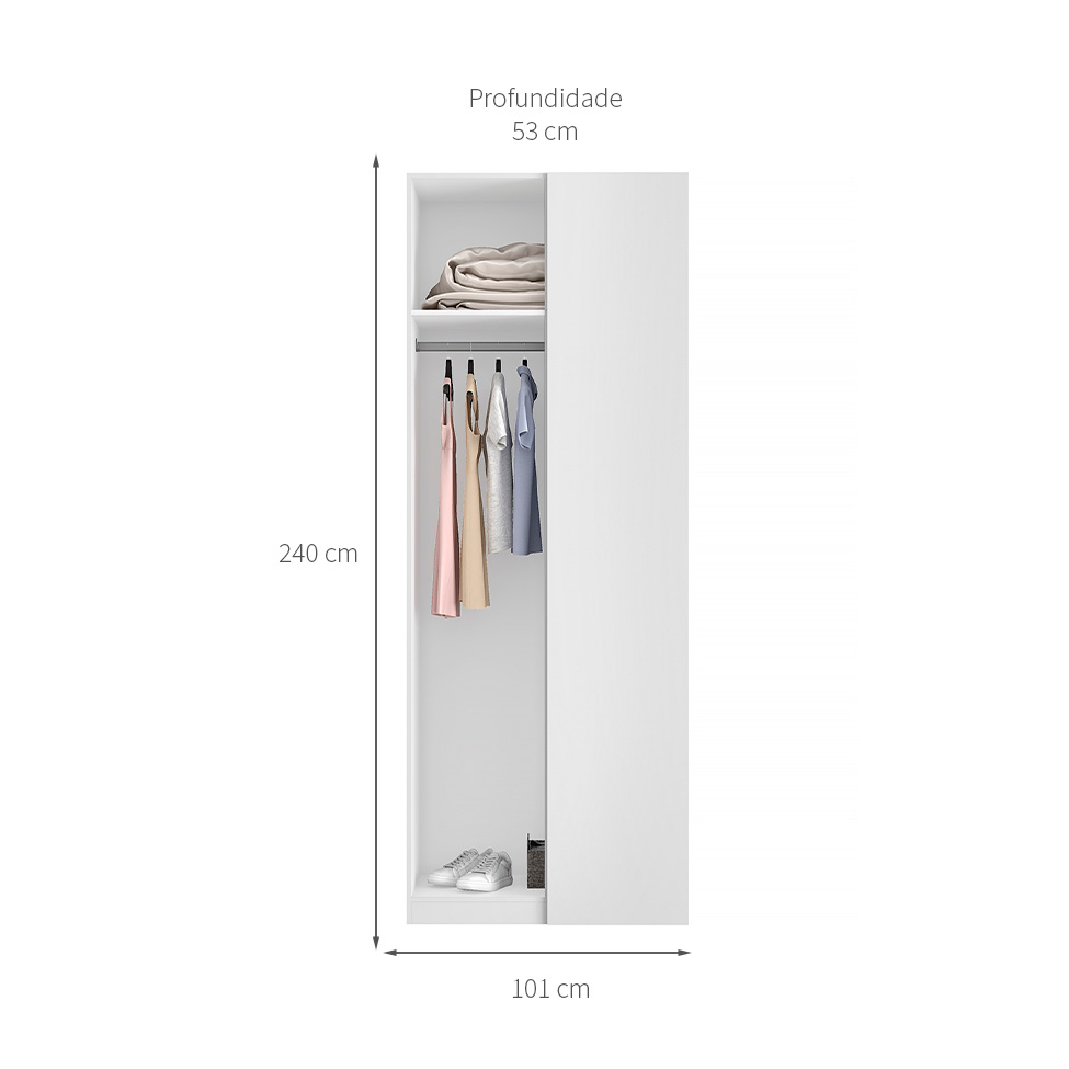 Guarda-Roupa Modulado de Canto Altezza Clean 1 Porta Branco 101 cm