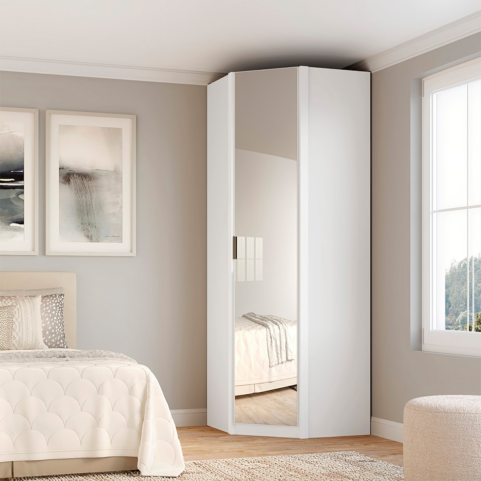 Guarda-Roupa Modulado de Canto com Espelho Altezza 1 Porta Branco