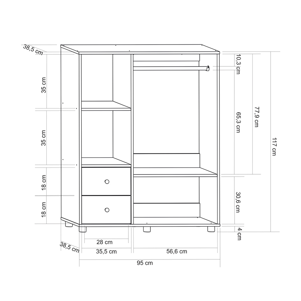 Guarda-Roupa Montessoriano Ciranda 2 Gavetas Branco