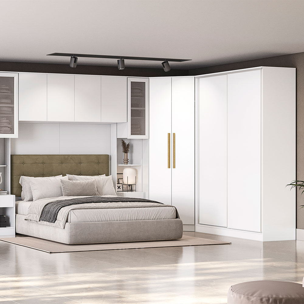 Guarda-Roupa Solteiro Adrina 2 Portas 2 Gavetas Branco