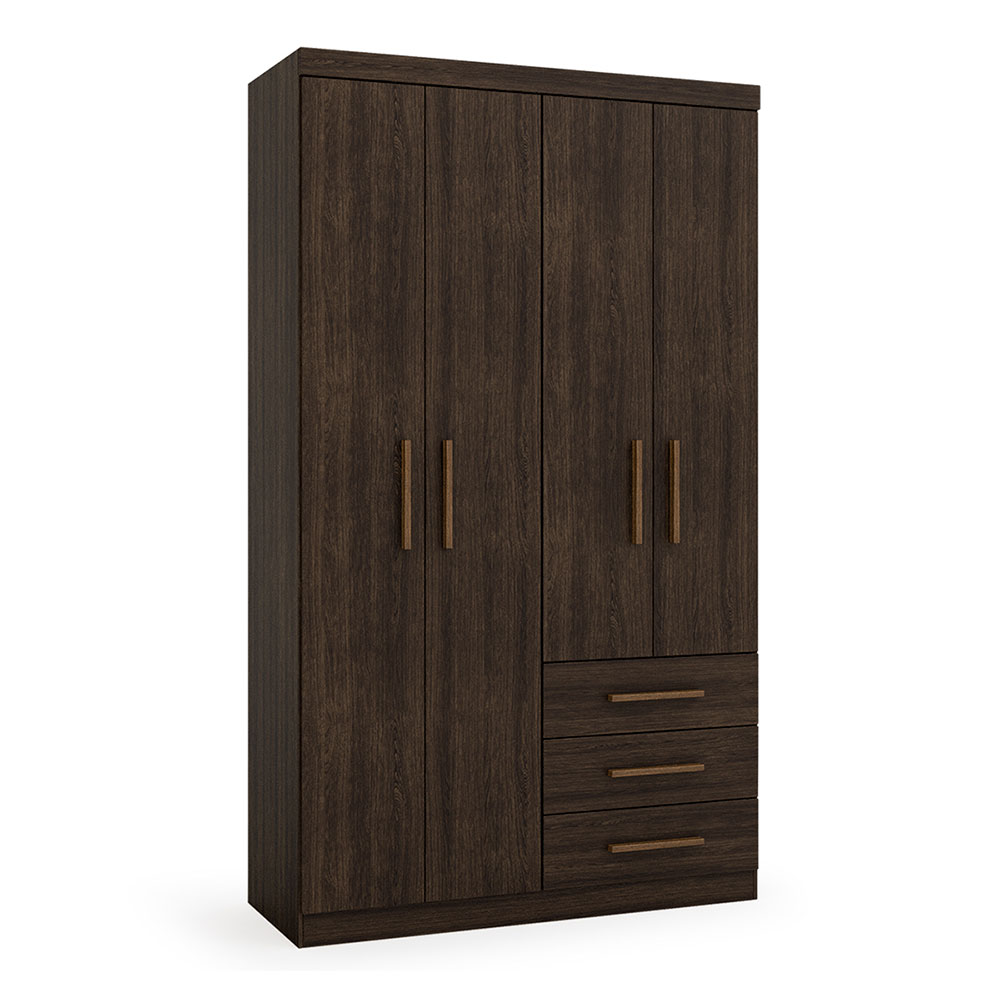Guarda-Roupa Solteiro Advantage 4 Portas 3 Gavetas Capuccino Wood