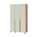 Guarda-Roupa Solteiro Afrodite 100% MDF 3 Portas 2 Gavetas Off White e Freijó