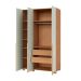 Guarda-Roupa Solteiro Afrodite 100% MDF 3 Portas 2 Gavetas Off White e Freijó