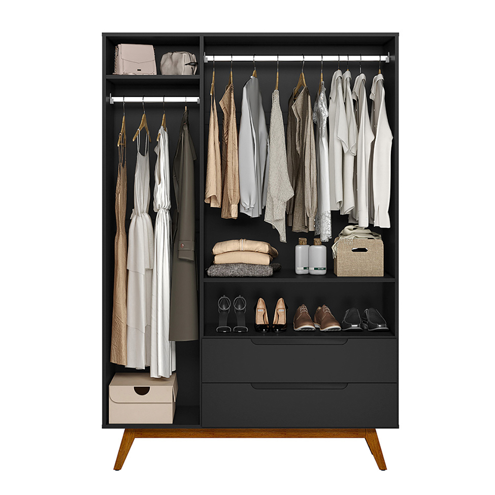 Guarda-Roupa Solteiro Alpi 3 PT 2 GV Preto