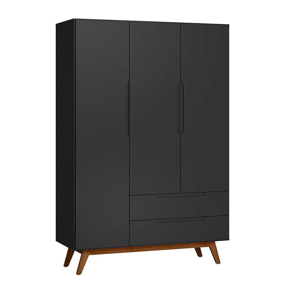 Guarda-Roupa Solteiro Alpi 3 PT 2 GV Preto