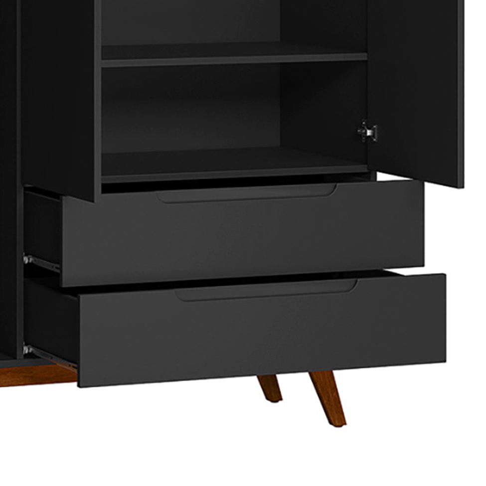 Guarda-Roupa Solteiro Alpi 3 Portas 2 Gavetas Preto