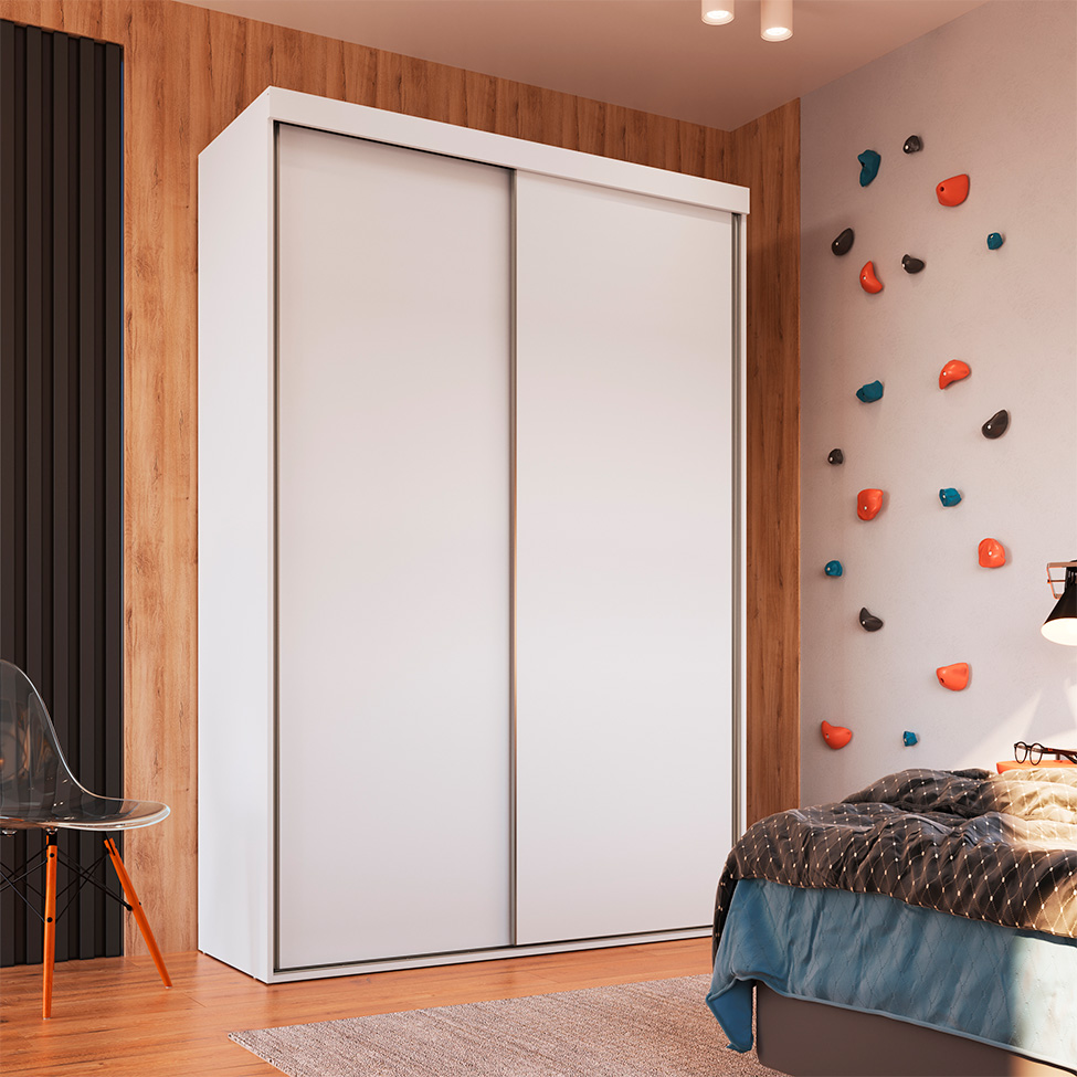 Guarda-Roupa Solteiro Alya 2 Portas 2 Gavetas Branco