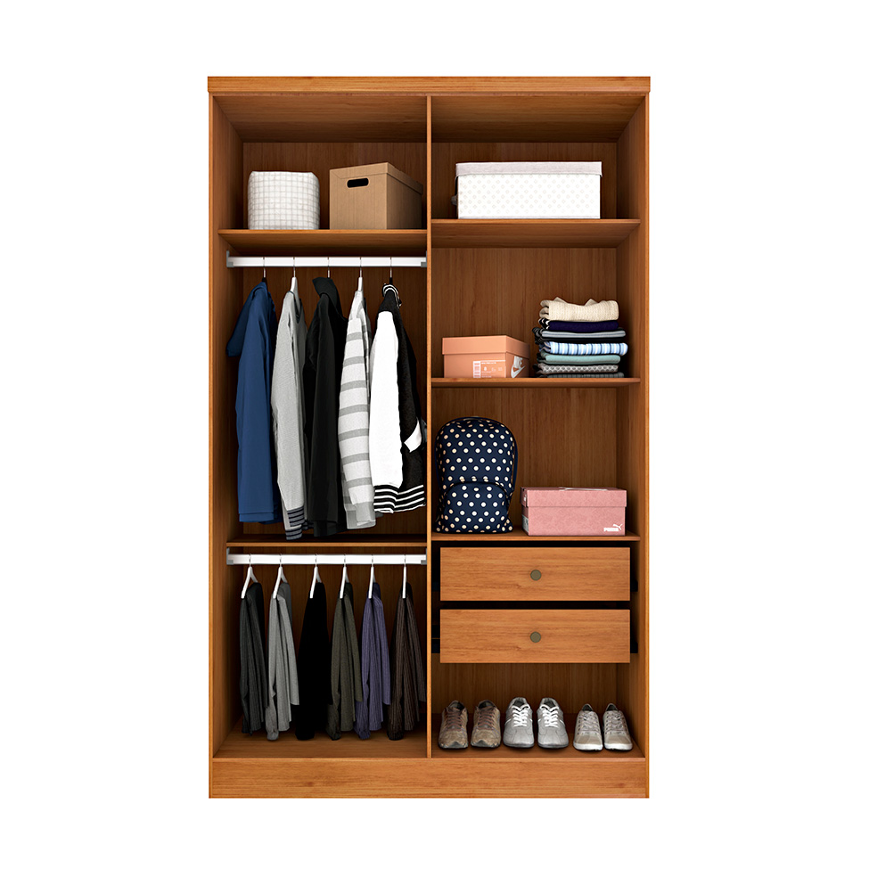 Guarda-Roupa Solteiro Amsterdam I 4 Portas 2 Gavetas Cinamomo