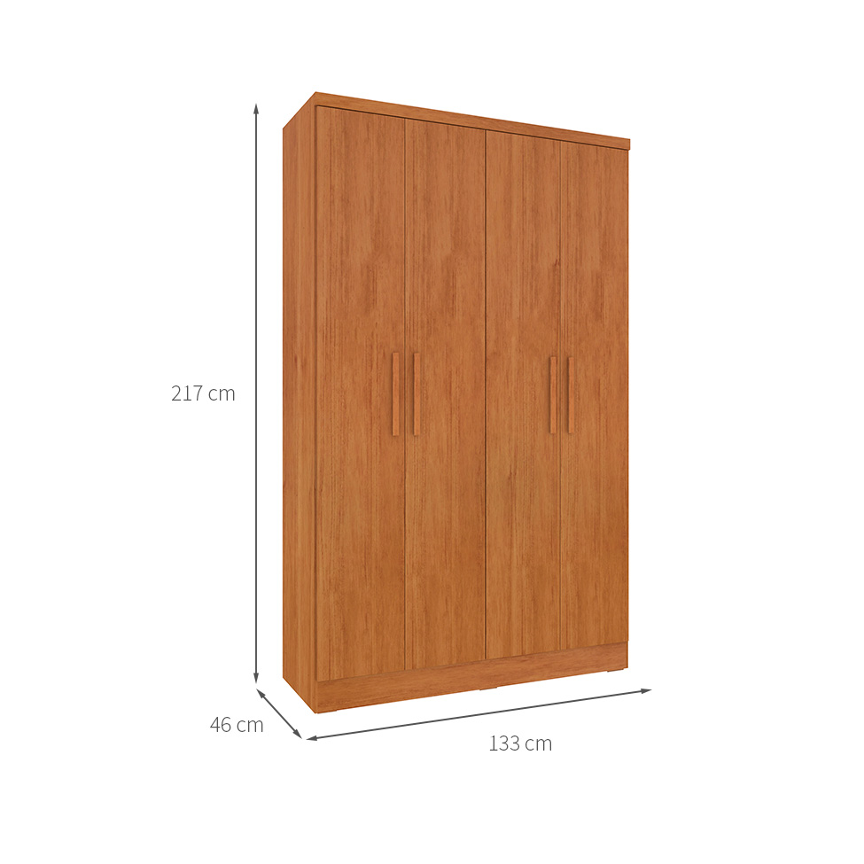 Guarda-Roupa Solteiro Amsterdam I 4 Portas 2 Gavetas Cinamomo